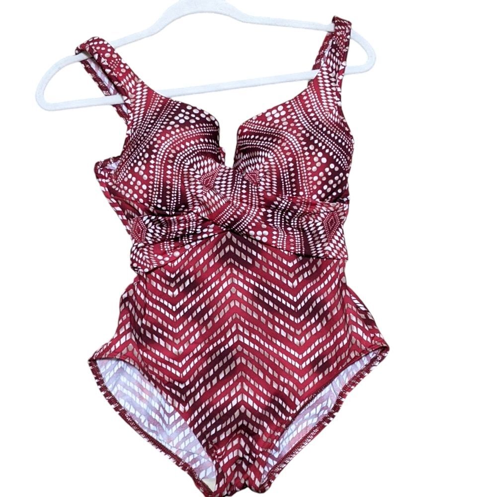 Miraclesuit Babylon crisscross panel escape red one piece beach summer shapewear